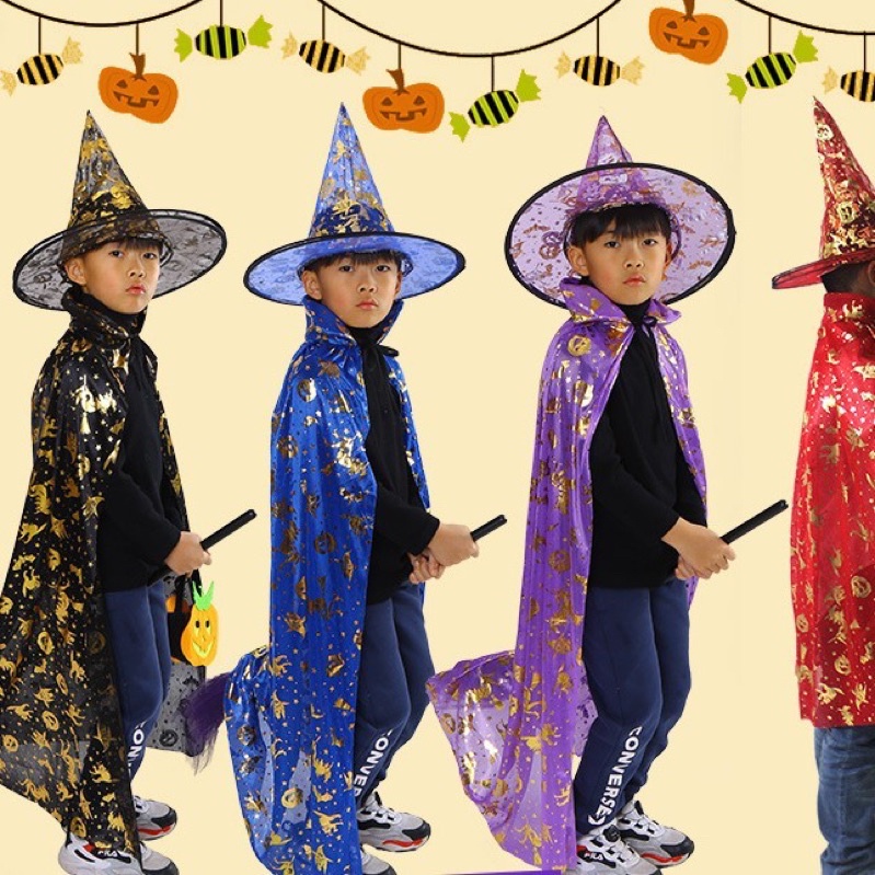 Áo choàng phù thủy kèm mũ 80-1m2 hoá trang cosplay haloween