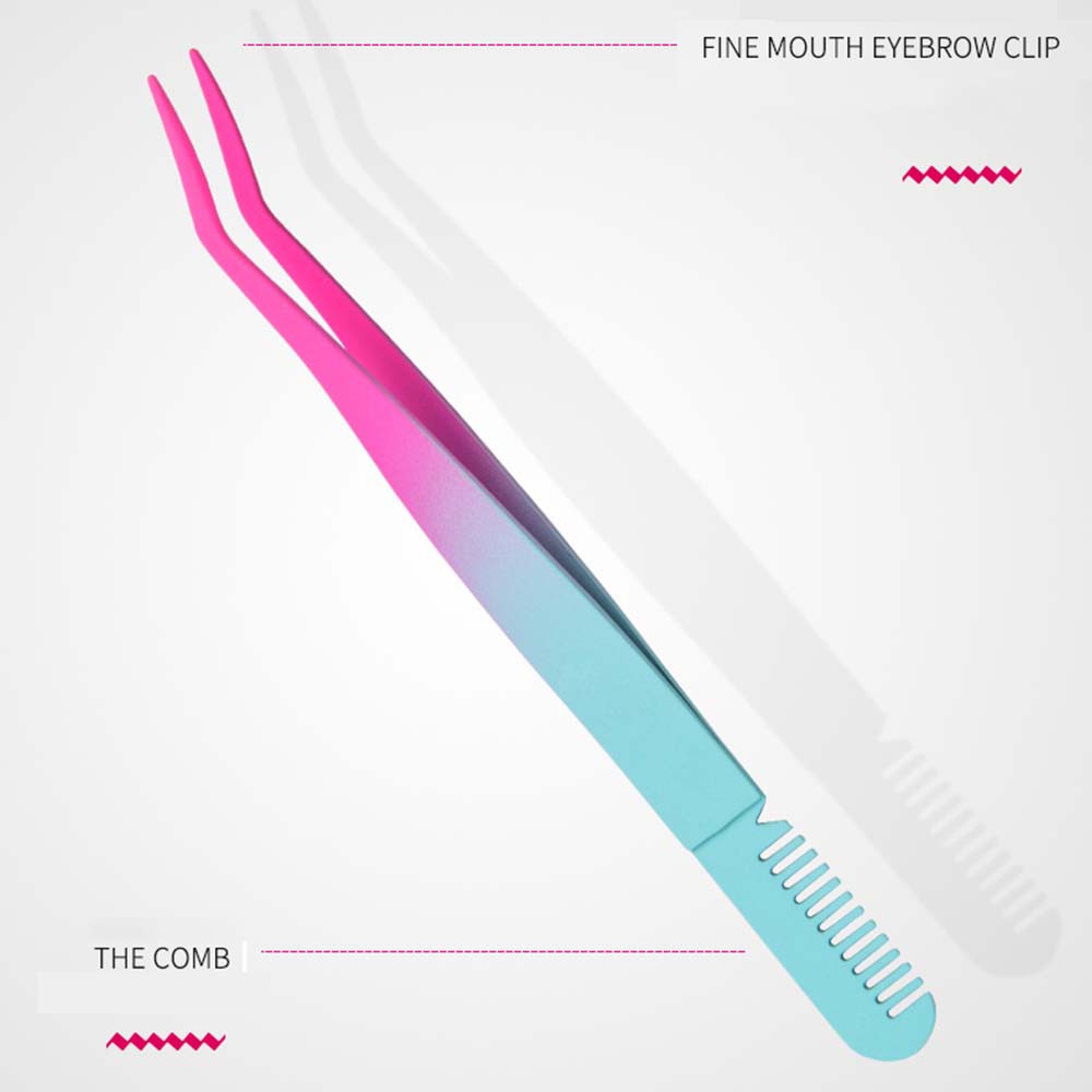 [Hàng mới về] Nhíp gắn lông mi giả thiết kế hai đầu 2 trong 1 kèm lược bằng thép không gỉ dành cho nữ