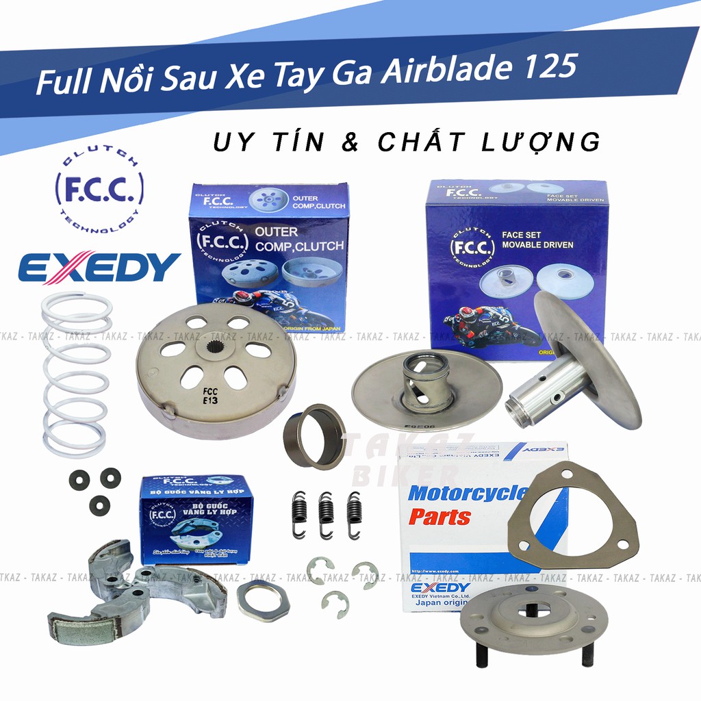 Cụm Bộ Nồi Sau FCC Xe Airblade125 - PCX Đời 2013 gồm Pulley và Đế Ba Càng hãng FCC