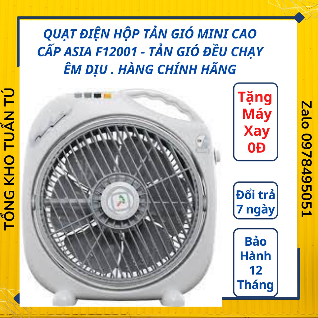 QUẠT ĐIỆN HỘP TẢN GIÓ MINI CAO CẤP ASIA F12001 - TẢN GIÓ ĐỀU CHẠY ÊM DỊU , HÀNG CHÍNH HÃNG