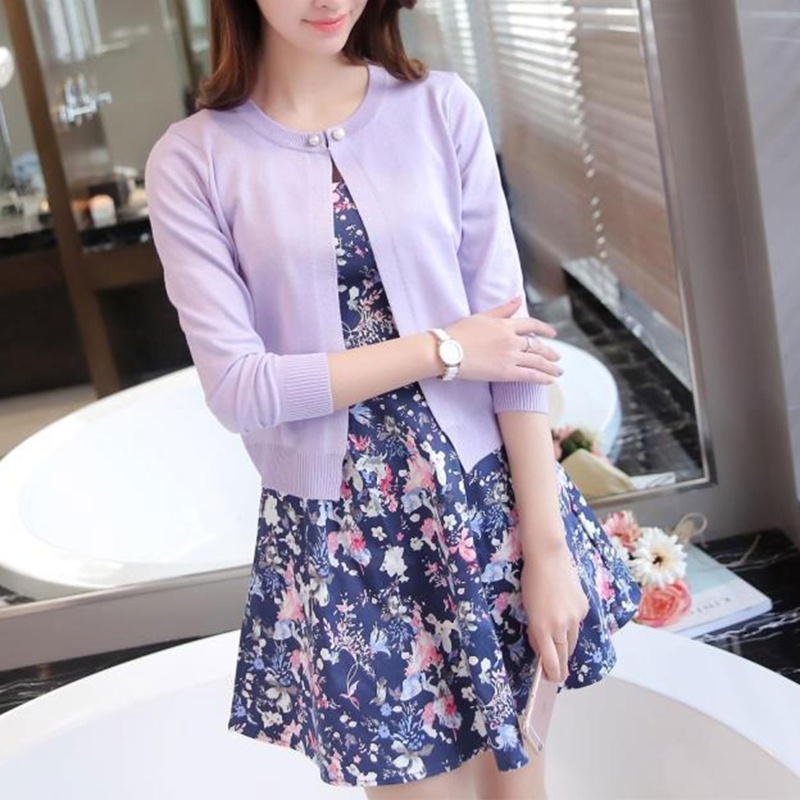 Áo Cardigan Tay Dài Dáng Rộng Màu Trơn Phong Cách Pháp Thời Trang Mùa Hè Cho Nữ