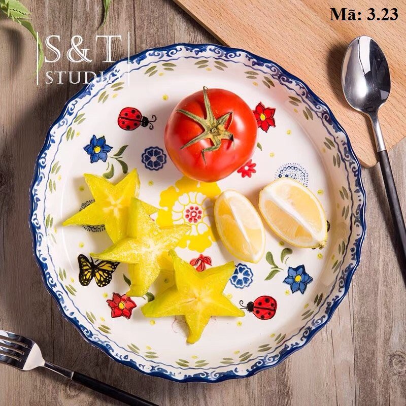 Bộ sưu tập bát đĩa sứ họa tiết hoa xanh, bát sứ cao cấp, đĩa sứ decor, khay nướng, phụ kiện bàn ăn:3.7.14