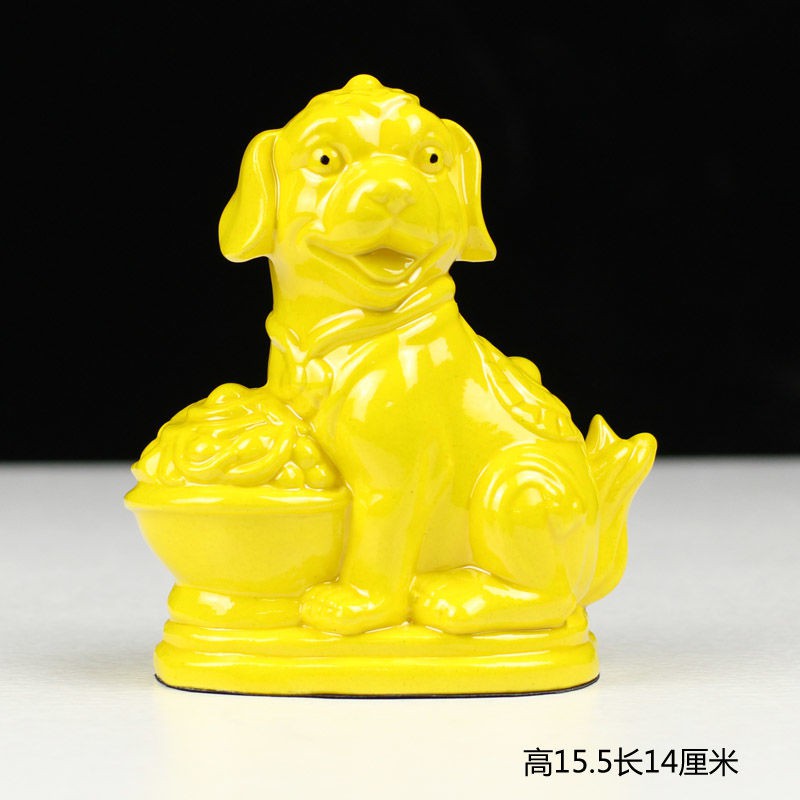 Trang trí chó bằng gốm sứ Phong thủy Lucky Dog Thủ công mỹ nghệ Con hoàng đạo nhà Tang Sancai WolfA