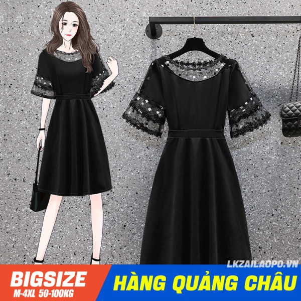 Đầm ⚡️𝐁𝐈𝐆𝐒𝐈𝐙𝐄⚡️ Váy nữ dáng suông tay ngắn cổ tròn che bụng mỡ ôm eo mùa hè Phong cách Hàn Quốc Thời Trang sang chảnh cá tính xinh đẹp quảng châu cao cấp