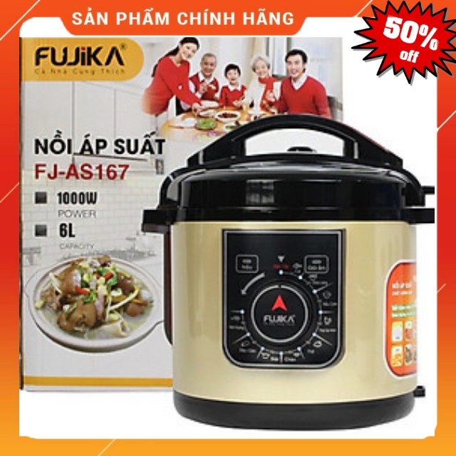 Nồi Áp Suất Điện 6L FUJIKA - Nồi Hầm Đa Năn- 1000W -9 Chức Năng Nấu -Công Nghệ Nhật Bản (Màu Ngẫu Nhiên)-Hàng Chính Hãng