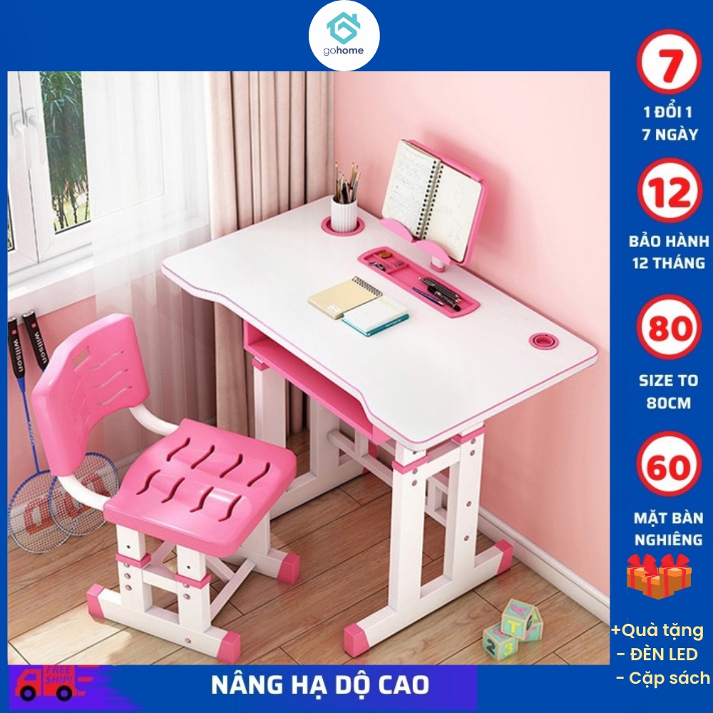 Bộ bàn ghế học sinh chống cận chống gù bàn học thông minh cho bé chỉnh được độ cao k11 bộ bàn ghế có 2 màu xanh hồng