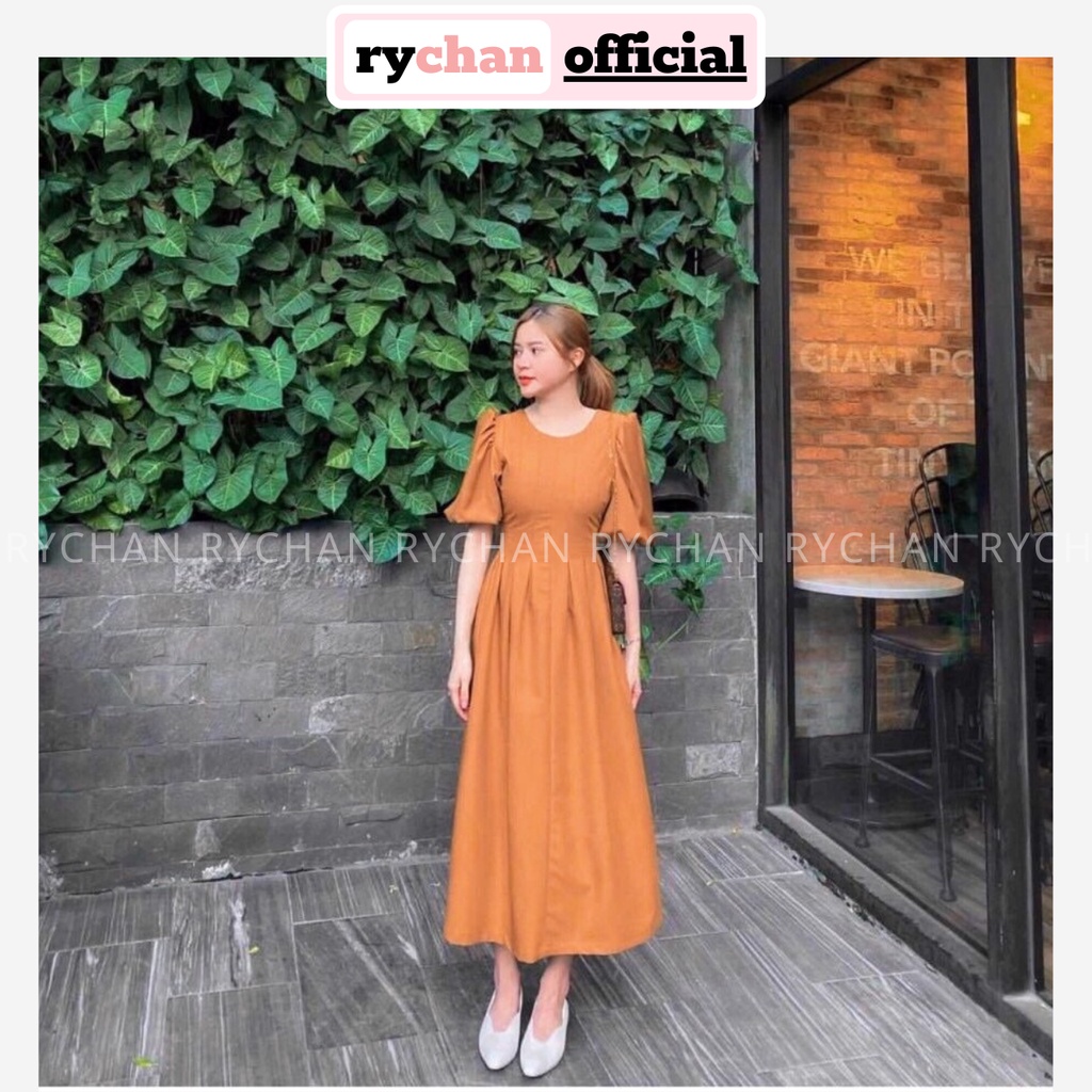 Đầm Xòe Midi Trắng Tay Phồng 2 Màu [Ảnh Thật Cuối] - DX984