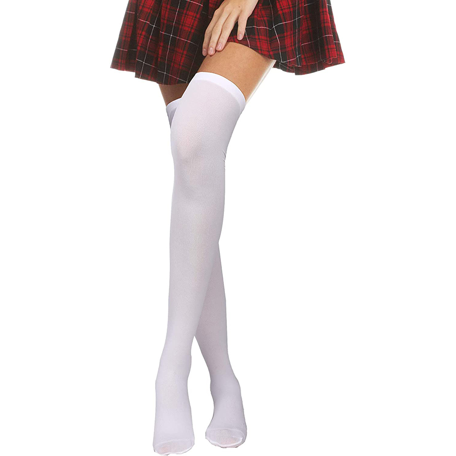 Tất dài qua đầu gối màu trơn bằng cotton mỏng phong cách Nhật Bản quyến rũ cho nữ