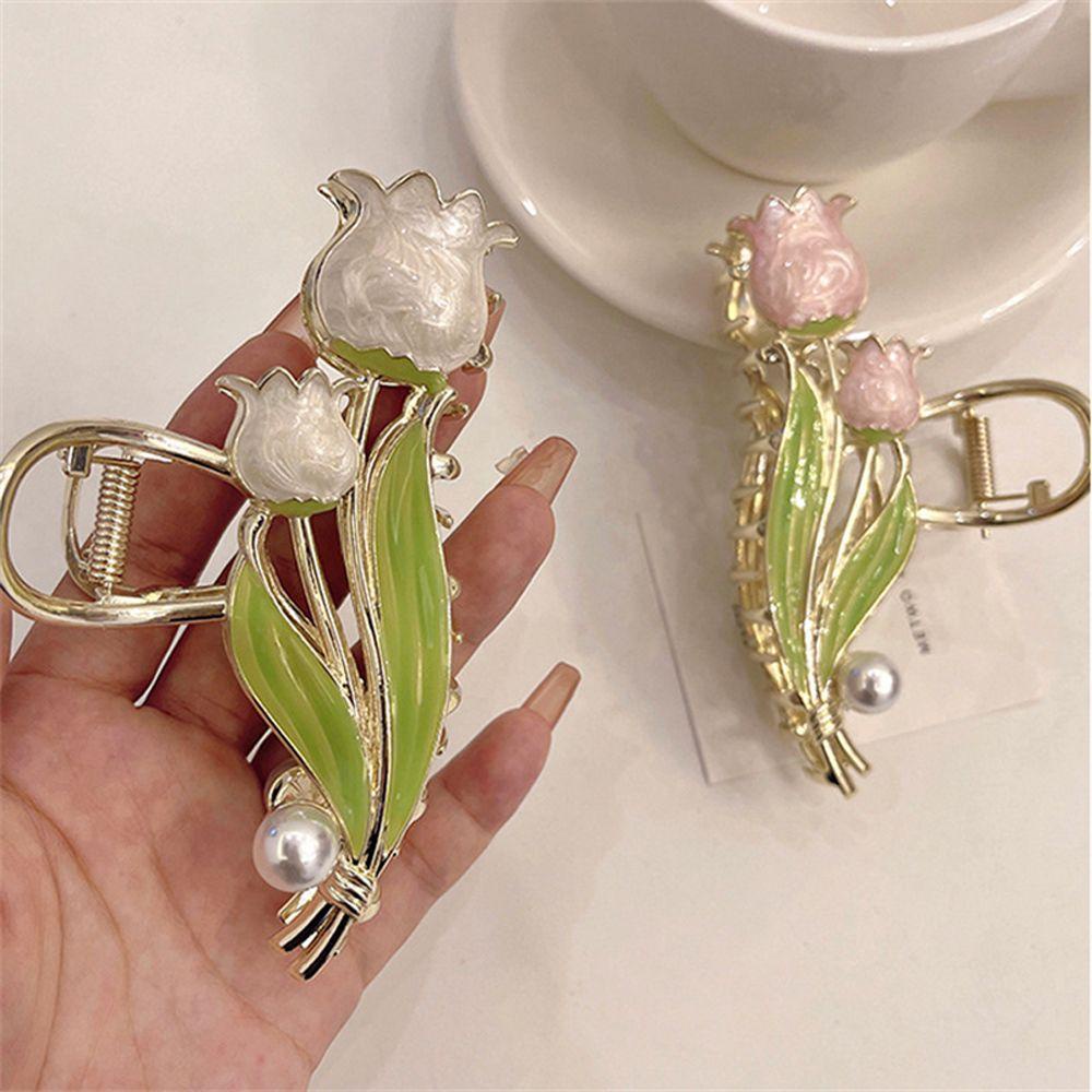 Kẹp Tóc Hoa Tulip Đính Đá Thời Trang Cho Nữ