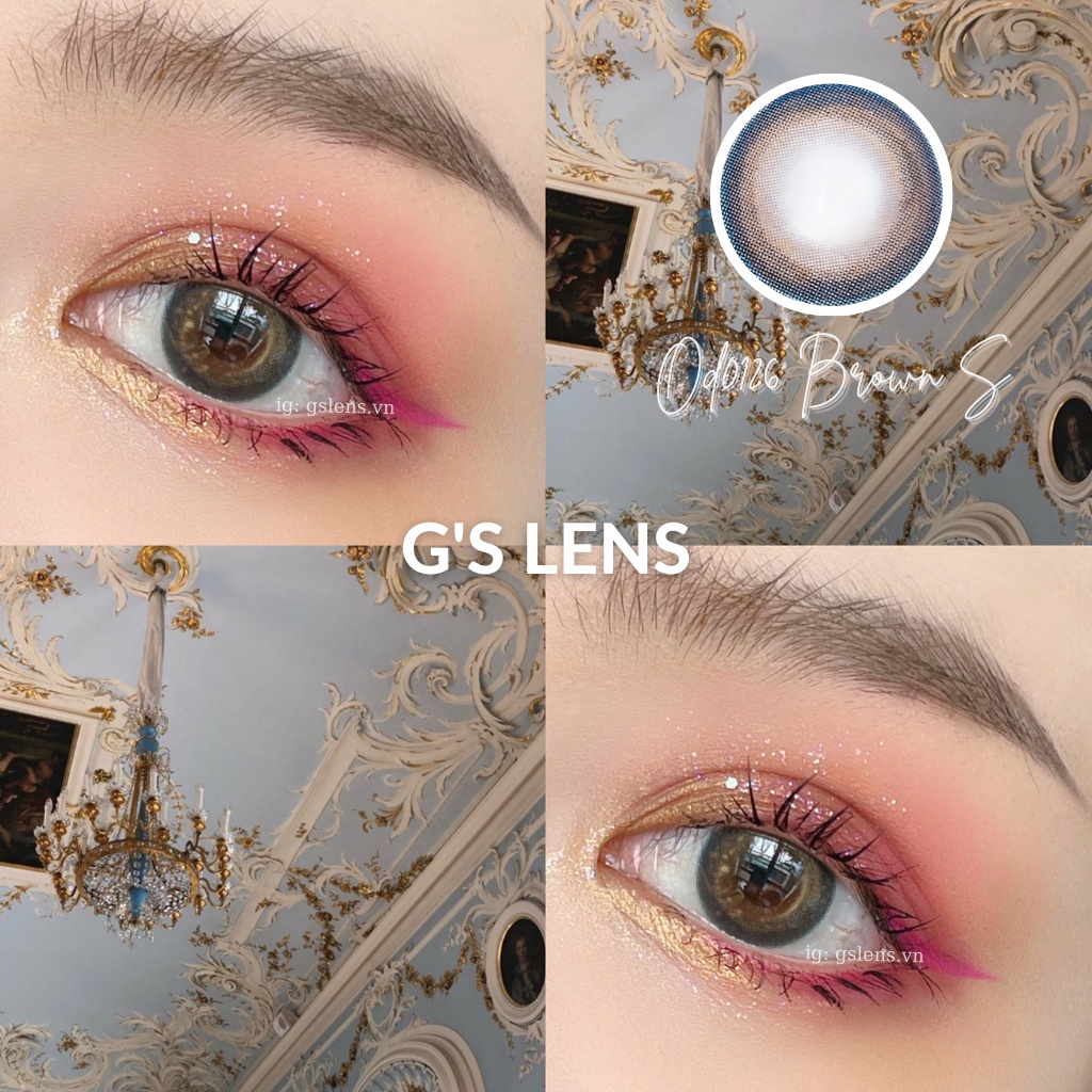 Lens Mắt Kính Áp Tròng Nâu Xanh Hot Douyin Size S 14.2mm Có 0 Đến 6 Độ Cận OD0126 Brown