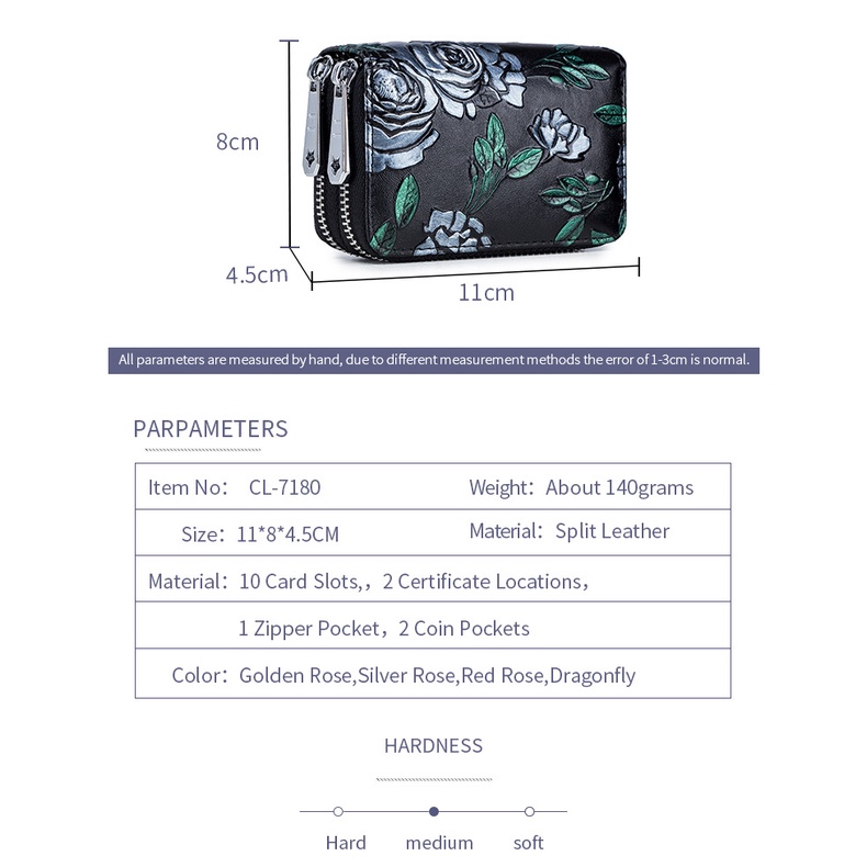 Ví Tiền Cỡ Lớn Bằng Da In Họa Tiết Hoa 3D Thời Trang Cho Nữ