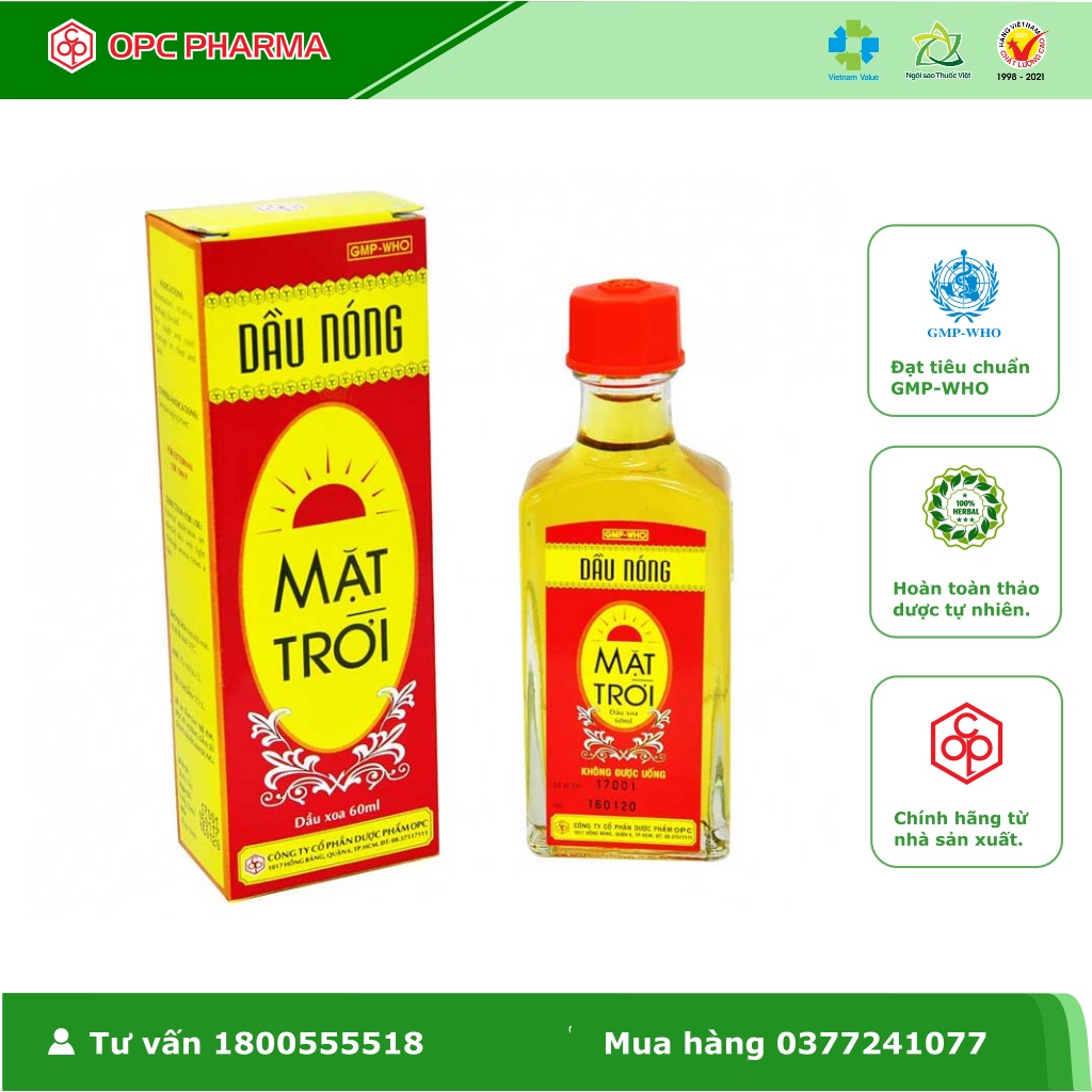 DẦU NÓNG MẶT TRỜI OPC  - Xoa bóp khi nhức mỏi, tê thấp, đau lưng,  - Hàng chín hãng OPC