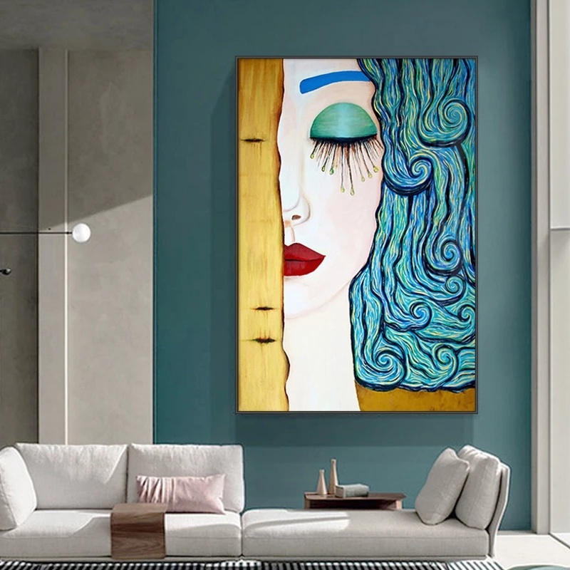 Tranh Vải Bạt Treo Tường In Hình Chữ kiss tear} Cuộc Sống Nổi Tiếng: gustav klimt < kiss Trang Trí Phòng Khách Hiện Đại