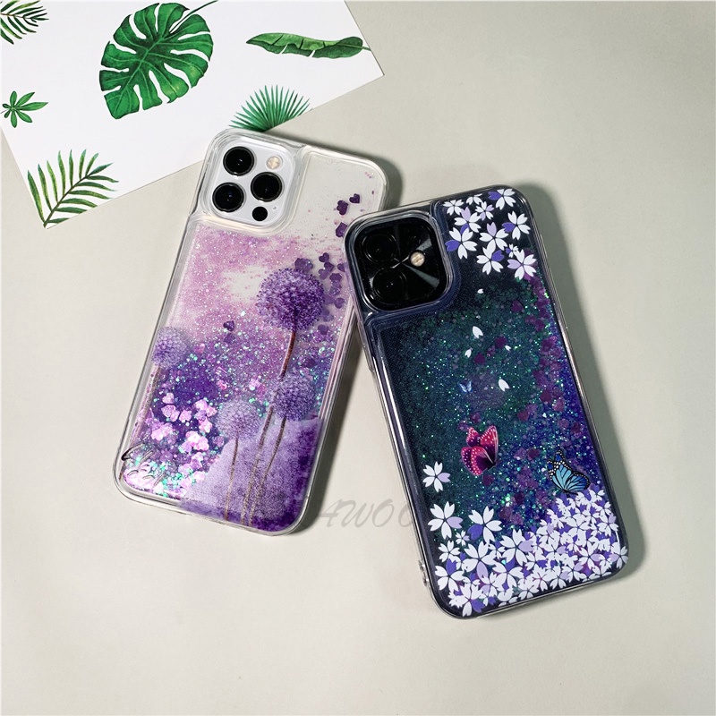 Ốp Điện Thoại Cát Chảy Kim Tuyến Họa Tiết Bướm Cho iPhone 13 Pro MAX 12 Pro 11 X XR XS MAX 7 8 Plus 6 6S SE 2020