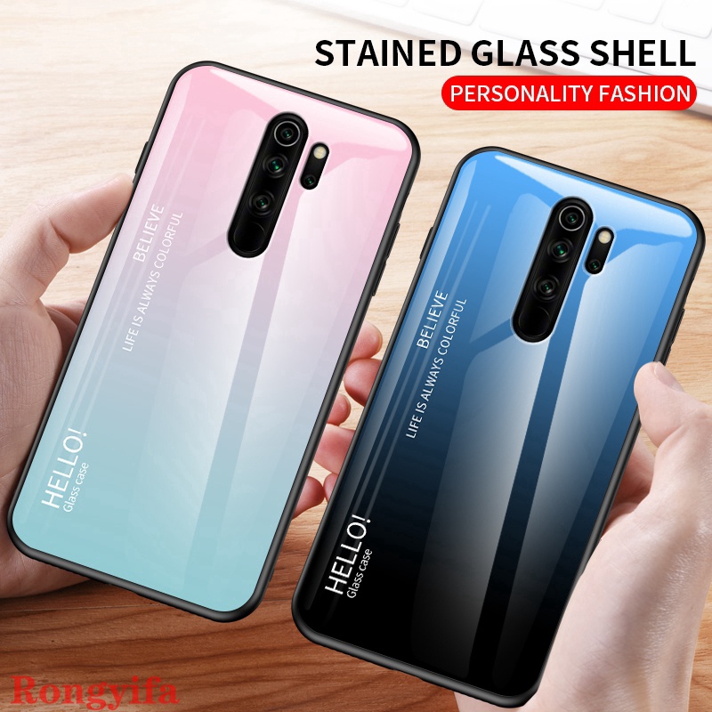 Ốp điện thoại kính cường lực màu gradient cho XIAOMI REDMI K30 5G NOTE 8 K20 PRO 8T 8A 8 7 7A 6 6A 5