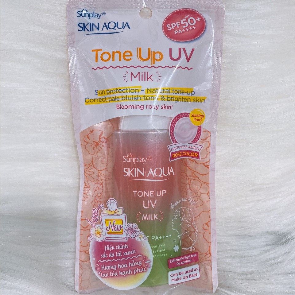 Sữa chống nắng nâng tông dành cho da dầu/hỗn hợp Sunplay Skin Aqua Tone Up UV Happiness Aura(Rose)50g