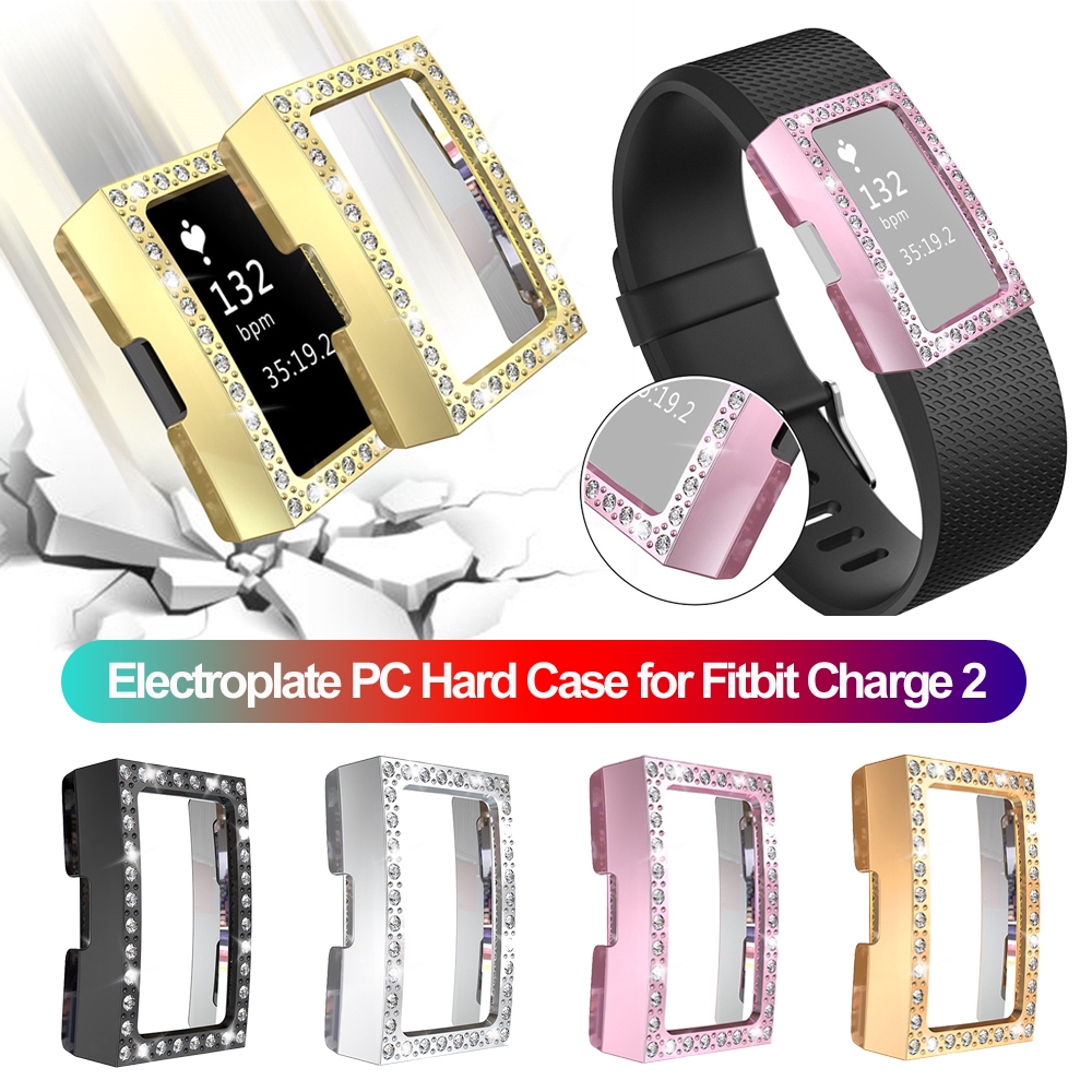 CHINK Luxury Crystal Diamonds Plating Hard PC Case Watch Cover Bumper For Fitbit Charge 2