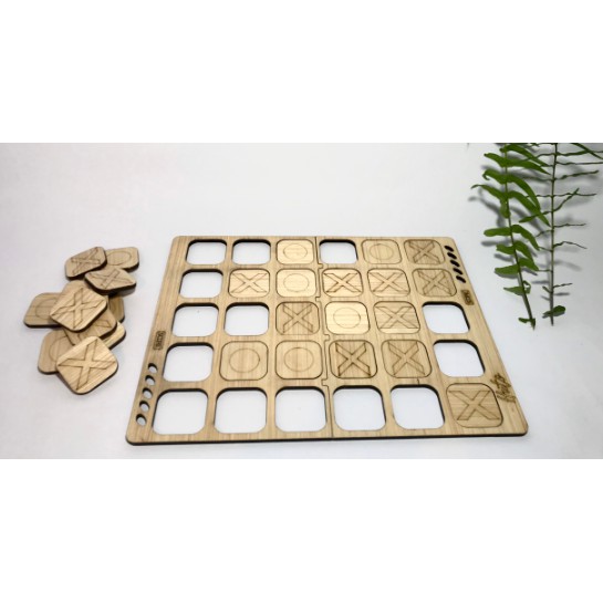 Cờ Caro Gỗ Dày 5ly Cho Bé + Sổ Tay Song Ngữ+1 Túi Vải Canvas