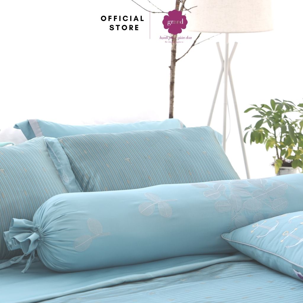 Vỏ gối ôm 100% cotton lụa sateen, tơ thiên nhiên by GRAND, kích thước 33x100, hoa văn trơn không thêu, đơn giản.