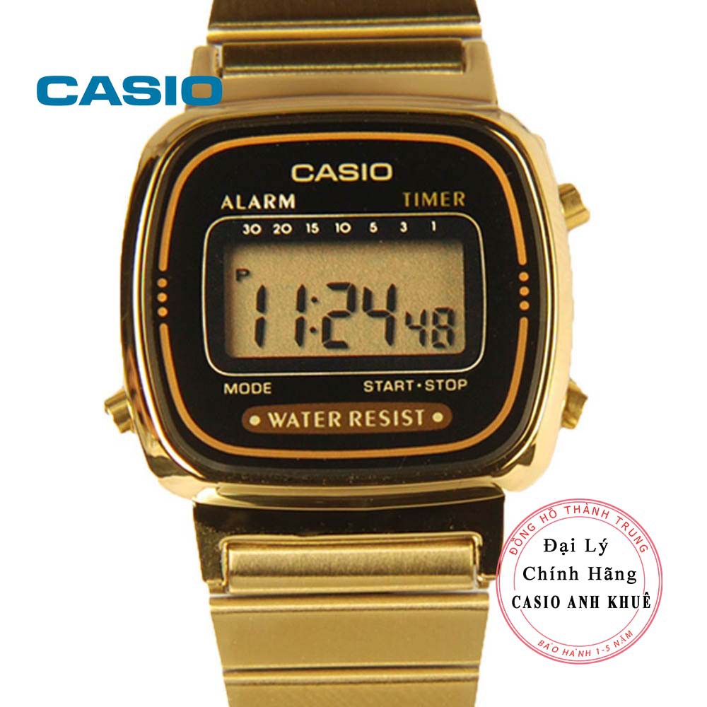 Đồng hồ điện tử nữ Casio LA670 dây kim loại