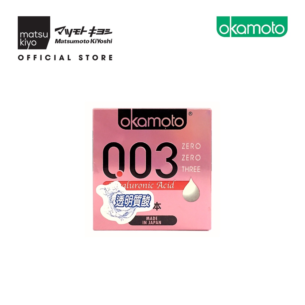 [Mã BMBAU50 giảm 7% đơn 99K] Bao Cao Su Okamoto 0.03 Hyaluronic Acid Siêu Mỏng Dưỡng Ẩm Và Bôi Trơn 3 Cái matsukiyo