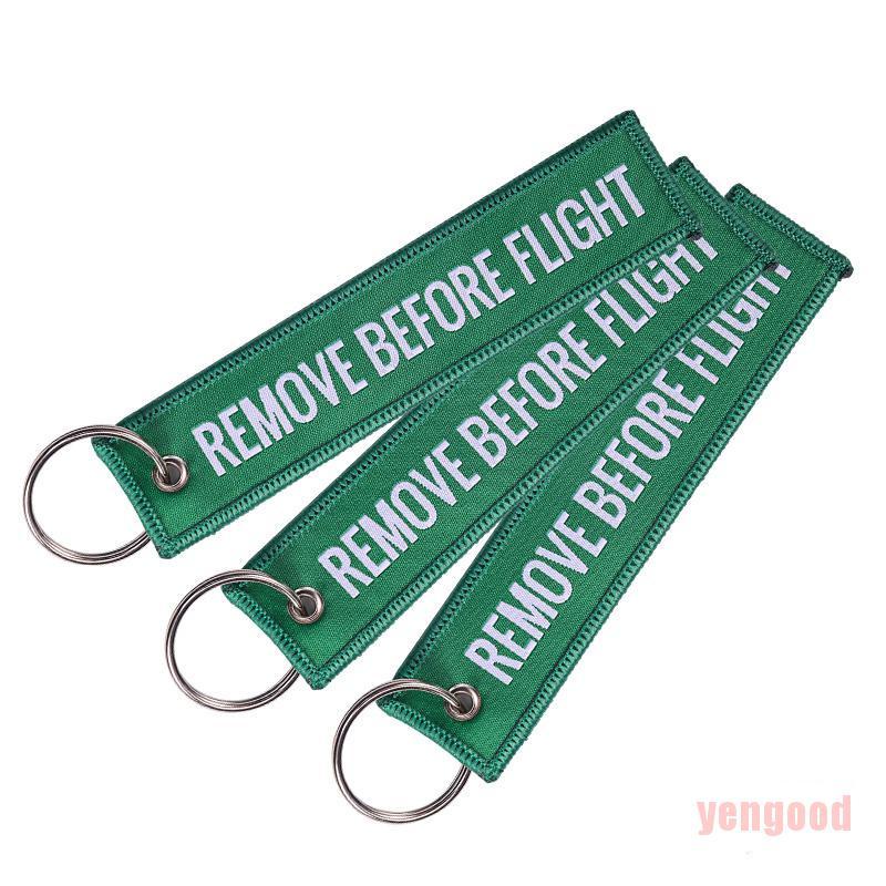 Móc khóa thêu chữ REMOVE BEFORE FLIGHT nhiều màu tùy chọn