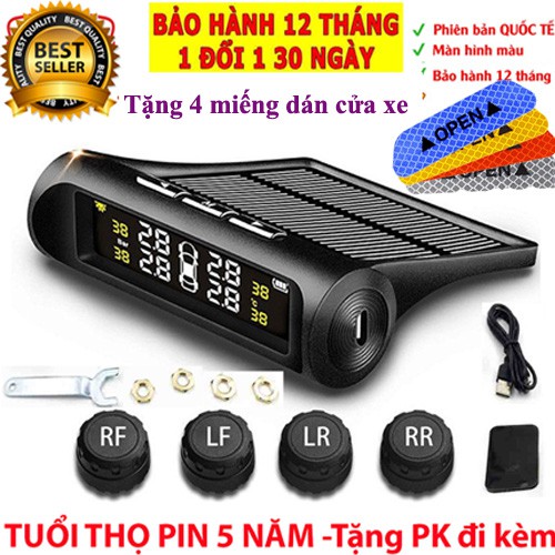 Cảm biến áp suất lốp cao cấp TPMS màn hình màu LCD, cảm biến lốp van ngoài, Pin sạc năng lượng mặt trời