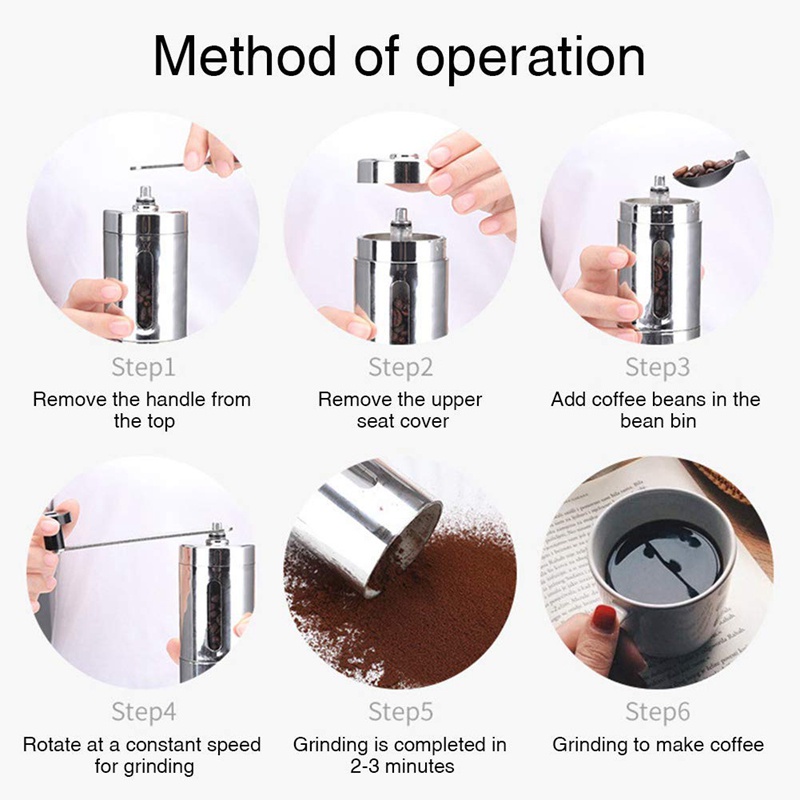 Dụng cụ xay nghiền cà phê cầm tay bằng thép không gỉ có thể điều chỉnh thích hợp cho cho espresso/ cà phê kiểu Pháp