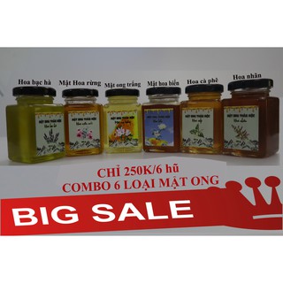 COMBO 6 LOẠI MẬT ONG NGUYÊN CHẤT CHỈ 250K GỒM 6 HŨ MỖI HŨ 280GR