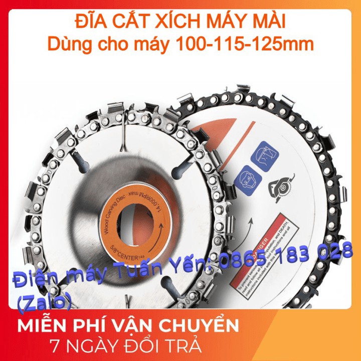 Đĩa cưa xích, lưỡi cưa xích cắt gỗ, phay phá gỗ đa năng gắn máy mài 4 inch, 5 inch