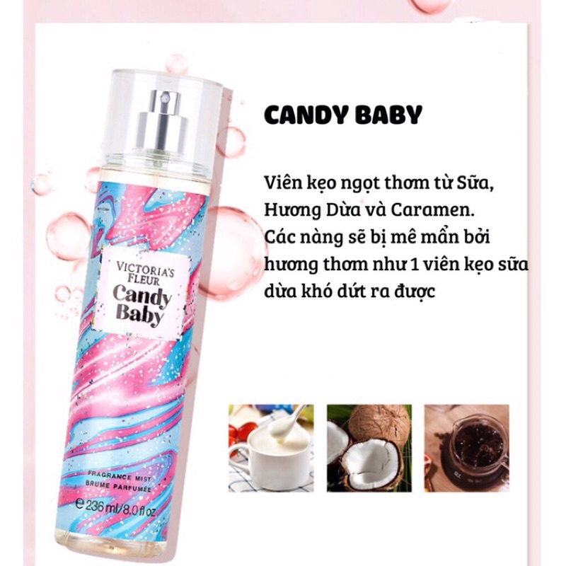 Xịt thơm body mist Victoria Fleur nội địa trung - 236ml