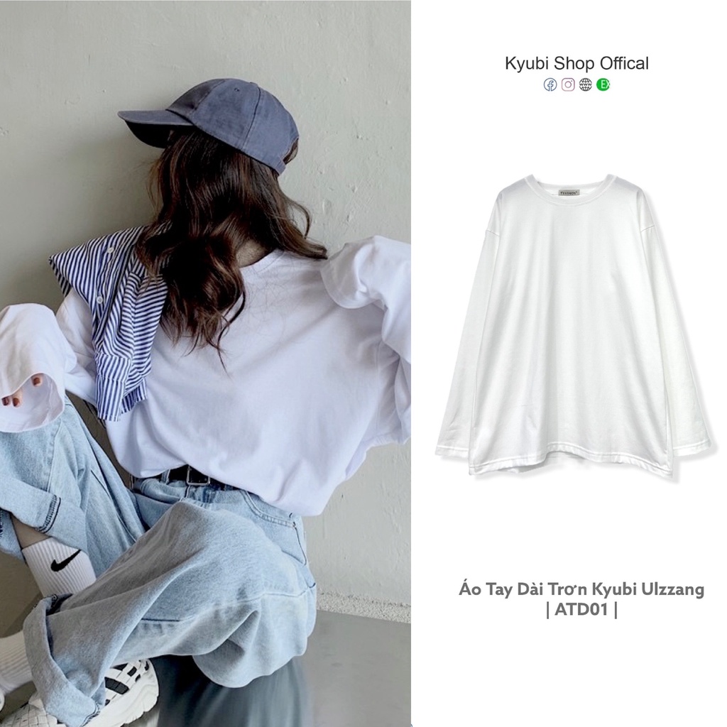 Áo thun DÀI TAY Ulzzang Kyubi Basic Tee phông trơn nữ lỡ form rộng sweater Hàn Quốc - Kyubi ATD01