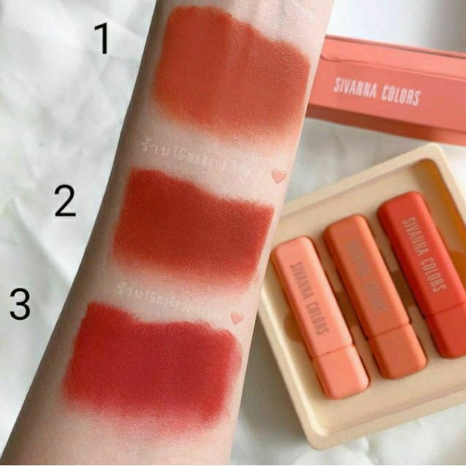 Set son Sivanna In The Peach Luxury Mousse Matte Lipstick HF6028 12g