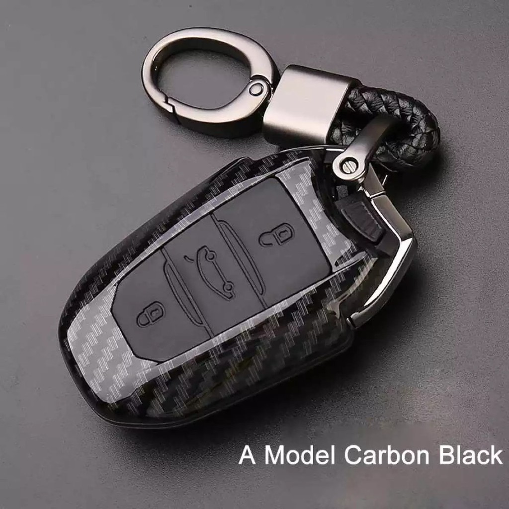 Ốp Chìa Khóa Carbon xe Peugeot 5008, peugeot 3008  kèm móc treo sang trọng, bảo vệ chìa khóa xe