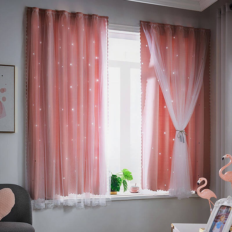 Rèm cửa hoạ tiết sao – có keo tự dán- 2 lớp chống nắng chống muỗi.