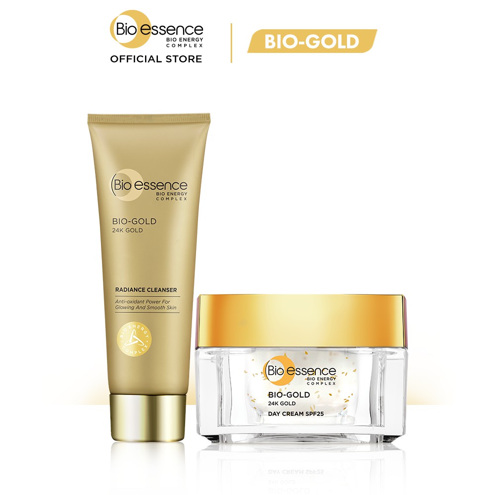 [Mã BIOEWHITE giảm 70K đơn 429K] Bộ sản phẩm Bio-Essence Bio-Gold (Sữa rửa mặt 100gr + Kem dưỡng ban ngày 40gr)