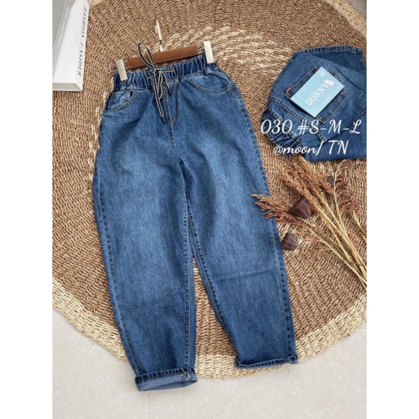 Quần jean dáng baggy lưng chun có dây mã 030