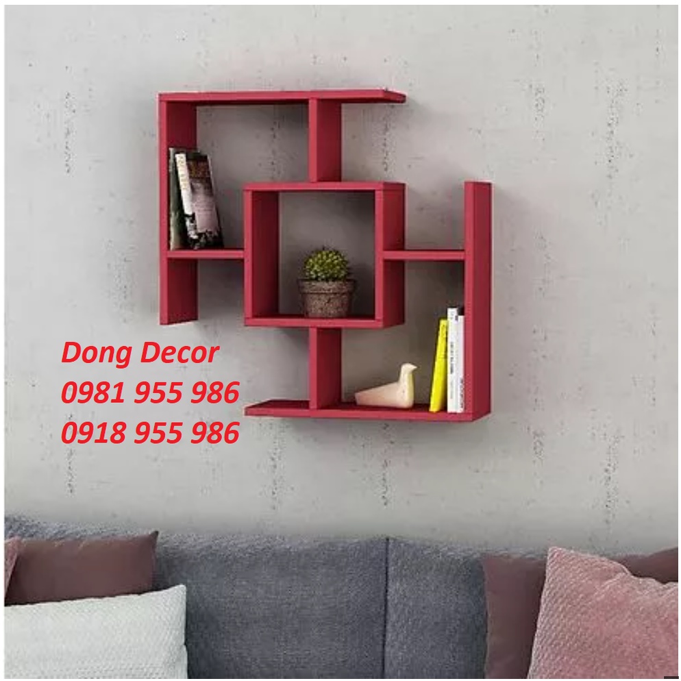 KỆ TREO TƯỜNG Ô VUÔNG KHUYẾT GÓC - GỖ TỰ NHIÊN