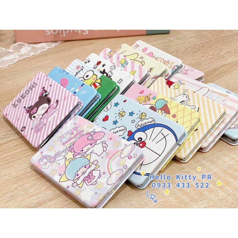 Gương 2 mặt mini bỏ túi Hello Kitty - Doremon Doraemon