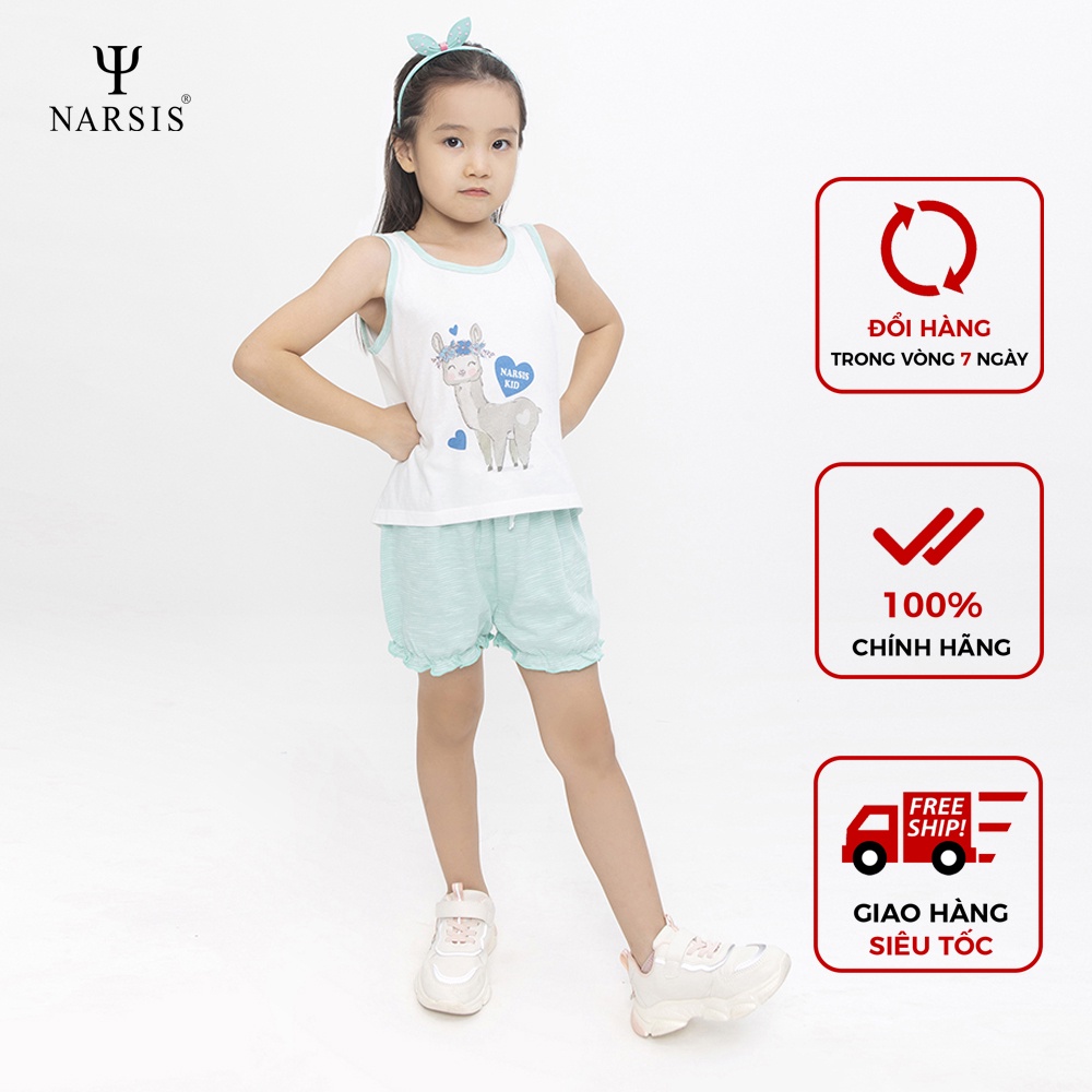 Bộ đồ hè bé gái Narsis KM0002 chất liệu Cotton họa tiết đáng yêu