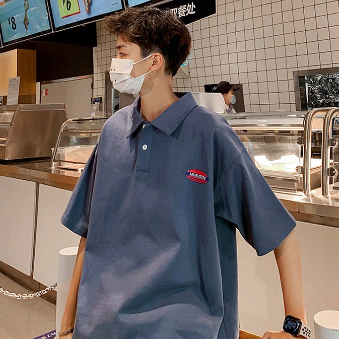 Áo cổ polo tay ngắn phong cách Hàn Quốc cho nam