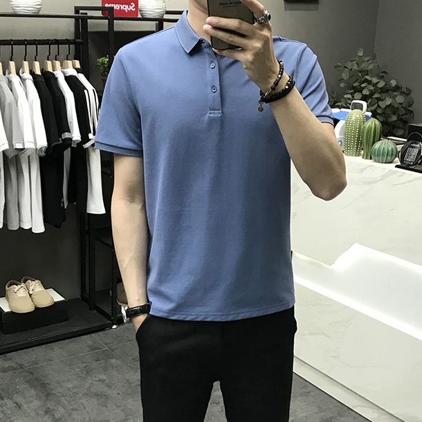 Fashion Áo Polo Nam Trơn Văn Phòng Trẻ Trung In Họa TIết Chữ  Zenkocs3 MEN TOP 241 V4