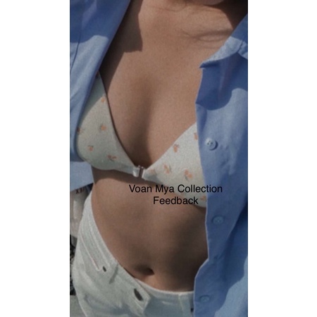 Áo Bralette vải xốp mịn mát hoa nhí - áo ngực cài trước, không gọng, mút rời Nội y thiết kế Voan Mya Voanmya