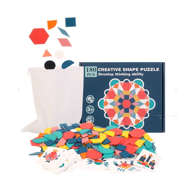 Bộ xếp hình Creative Shape Puzzle 180 chi tiết cho bé thỏa sức sáng tạo ( mã BH002) - đồ chơi Bi's House