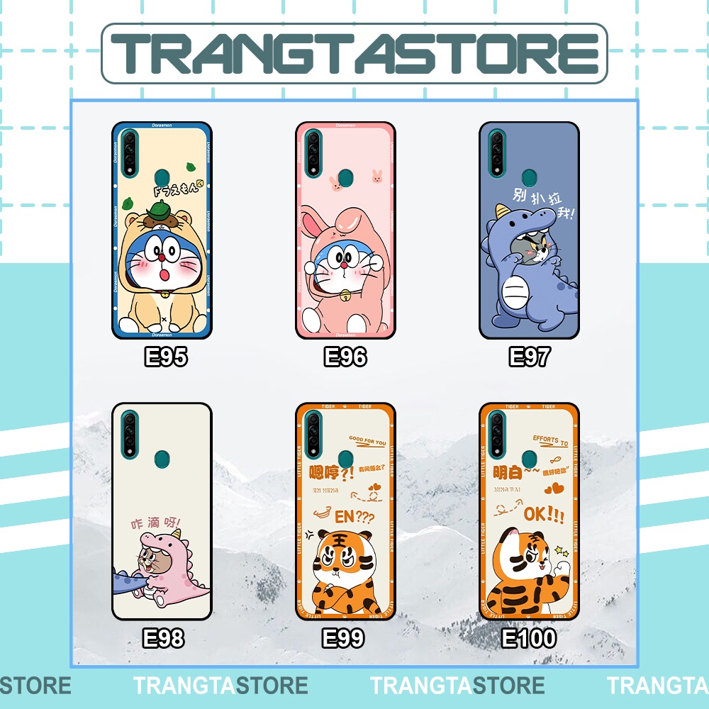 Ốp Oppo A31 in hình cặp đôi doremon, hổ, khủng long dễ thương