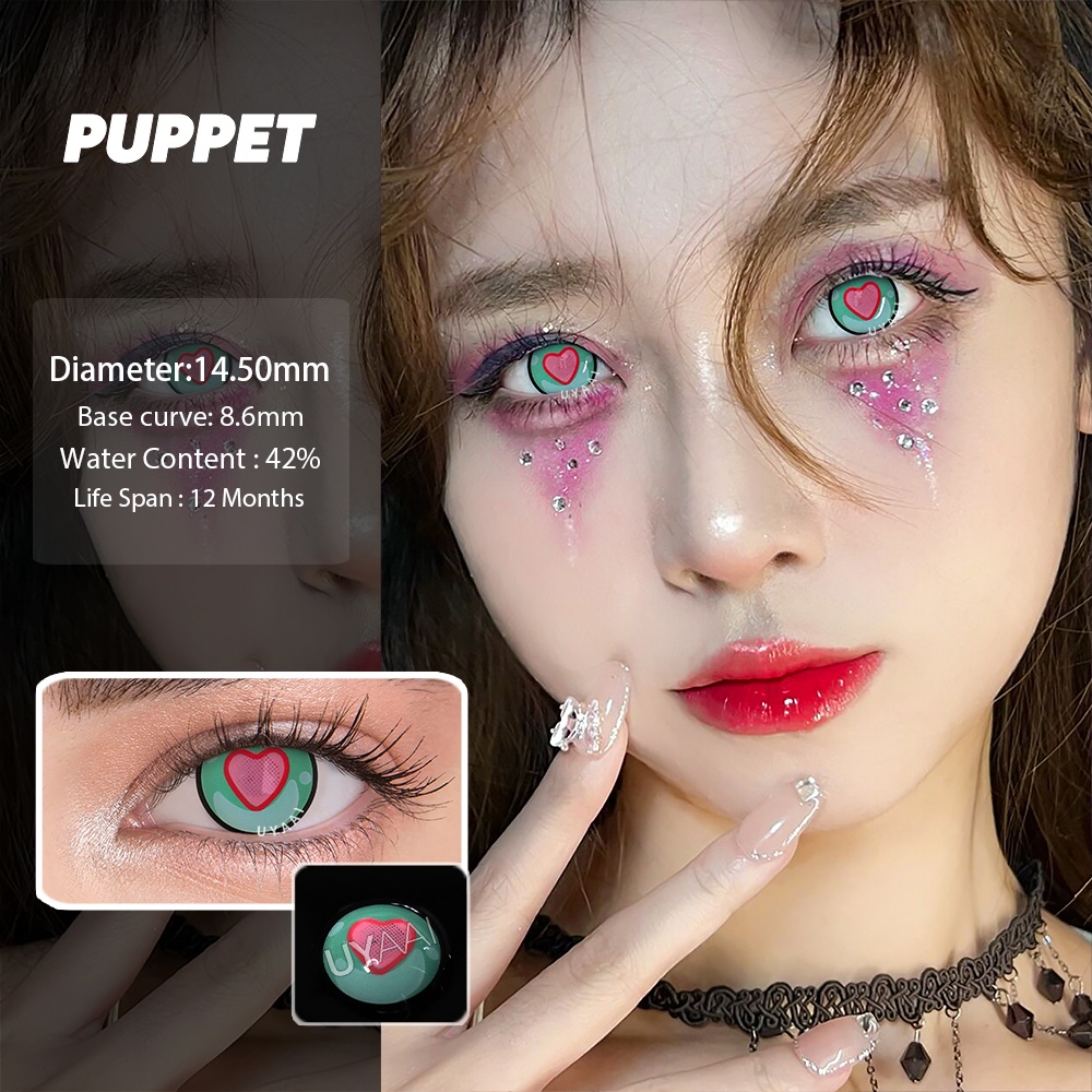 1 Cặp Kính Áp Tròng Có Màu Hình Con Rối Anime Dùng Trang Điểm Dịp Halloween