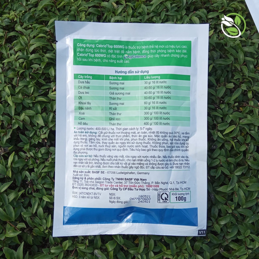 Thuốc Trừ Bệnh Cabrio Top 600WG - Gói 100gr