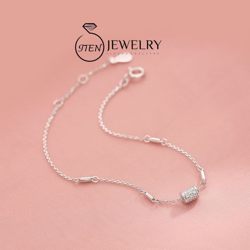Lắc tay bạc nữ 925 đính đá sang trọng, vòng tay bạc nữ tính xinh xắn nhẹ nhàng - Tien Jewelry