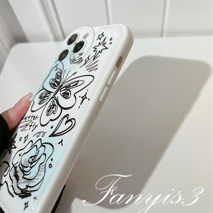 Ốp Điện Thoại Mềm Đệm Khí In Hình Bướm Cho iPhone 14 13 12 11 Pro Max X XR Xs Max 8 7 6 6s Plus SE 2020