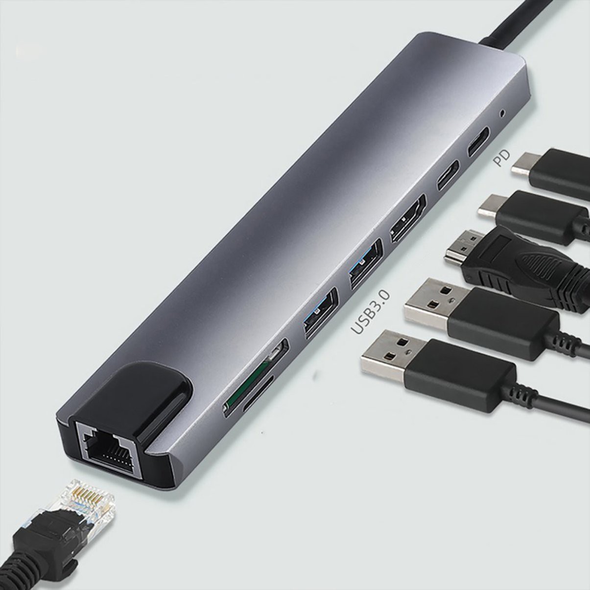 Cáp Chuyển Đổi 8 Trong 1 Sang Usb-C Hdmi-Compatible Ad Ter Usb 3.0